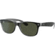 Ray-Ban RB2132 New Wayfarer Sunglasses, Top Black On Trasparent Frame, Green Lenses, 6052-55