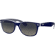 Ray-Ban RB2132 New Wayfarer Sunglasses, Top Matte Blue On Trasparent Frame, Grey Gradient Lenses, 605371-52