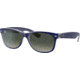 Ray-Ban RB2132 New Wayfarer Sunglasses, Top Matte Blue On Trasparent Frame, Grey Gradient Lenses, 605371-55