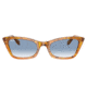 Ray-Ban RB2299 Lady Burbank Sunglasses - Womens, Amber Tortoise Frame, Clear Gradient Blue Lens, 55, RB2299-13423F-55
