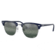 Ray-Ban RB3016 Clubmaster Sunglasses, Blue On Silver Frame, Dark Blue Mirror Polarized Lens, 49, RB3016-1366G6-49