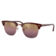 Ray-Ban RB3016 Clubmaster Sunglasses, Bordeaux On Rose Gold Frame, Red Mirror Polarized Lens, 49, RB3016-1365G9-49