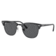 Ray-Ban RB3016 Clubmaster Sunglasses, Grey On Black Frame, Dark Grey Lens, 49, RB3016-1367B1-49