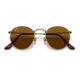 Ray-Ban Round Metal Sunglasses - Men's, Antique Gold Frame, Brown 53 mm Lenses, RB3447-922833-53