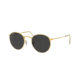 Ray-Ban Round Metal Sunglasses - Men's, Gold Frame, Black 53 mm Lenses, RB3447-919648-53