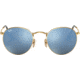 Ray-Ban ROUND METAL RB3447N Sunglasses 001/9O-50 - Shiny Gold Frame, Light Blue Flash Lenses