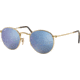 Ray-Ban ROUND METAL RB3447N Sunglasses 001/9O-50 - Shiny Gold Frame, Light Blue Flash Lenses