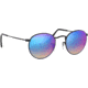 Ray-Ban Round Metal Sunglasses - Mens, Shiny Black Frame, Mirror Gradient Blue 50 mm Lenses, RB3447-002-4O-50