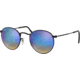 Ray-Ban Round Metal Sunglasses - Mens, Shiny Black Frame, Mirror Gradient Blue 50 mm Lenses, RB3447-002-4O-50