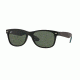 Ray-Ban Wayfarer RB2132 Sunglasses 6182-52 - Matte Black Frame, Green Lenses
