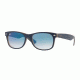 Ray-Ban Wayfarer RB2132 Sunglasses 63083F-52 - Matte Blue On Opal Brown Frame