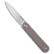 Real Steel Iris Front Flipper Folding Knife, 2.99in, 12C27, Drop Point Blade, G-10, Tan Handle, Tan/Silver, 6.77 inch, BHQ-221777