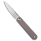 Real Steel Iris Front Flipper Folding Knife, 2.99in, 12C27, Drop Point Blade, G-10, Tan Handle, Tan/Silver, 6.77 inch, BHQ-221777