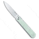 Real Steel Iris Front Flipper Folding Knife, 2.99in, 12C27, Drop Point Blade, G-10, Jade Handle, Jade/Silver, 6.77 inch, BHQ-221779