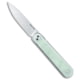 Real Steel Iris Front Flipper Folding Knife, 2.99in, 12C27, Drop Point Blade, G-10, Jade Handle, Jade/Silver, 6.77 inch, BHQ-221779