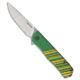 Real Steel Real Steel Karly Liner Lock Knife Gold/Green Aluminum 3.1" Satin, Gold/Green, VG10, adult, BHQ-208550