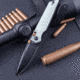 Real Steel Sacra Jade Folding Knife, 4.13in Closed, 3.13in Black Stonewash Bohler K110 SS Blade, Jade G10 Handle, 7711NB