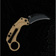 Reate Knives EXO-K Tan Folding Knife, 4.5in Closed, 3in Black PVD Coated Bohler N690 SS Karambit Blade, Tan Cerakote Aluminum Handle, EXO-K TAN BLK PVD
