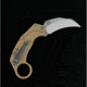 Reate Knives EXO-K Tan SW Folding Knife 4.5in Closed, 3in Stonewash Bohler N690 SS Karambit Blade, Tan Cerakote Aluminum Handle, EXO-K TAN SW