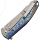 Reate Knives K1 Framelock Damasteel Mokuti Folding Knife, 3.88in Damascus Steel Blade, Gray Titanium Handle, Pocket Clip, Mokuti Handle Inlay, Black Nylon Case, K1 DAMASTEEL MOKUTI