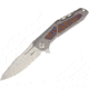 Reate Knives K3 Framelock Mokuti Folding Knife, 4in Satin Cts-204P SS Drop Point, Gray Titanium Handle, Pocket Clip, Mokuti Handle Inlay, Black Nylon Case, K3DPSM