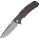 Reate Knives Mini Horizion Framelock Folding Knife, 3.5in Damascus Steel Drop Point, Bronze Grooved Titanium Handle, REA010