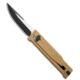 Reate Knives Reate EXO-OG Drop Point OTF Gravity Knife Tan Line Pattern Al 3.75" Two-Tone, Tan, Nitro-V, adult, BHQ-229184