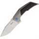 Reate Knives T3000 Framelock Folding Knife, Blue screws, handle with carbon fiber inlay, Bead blast finish titanium, T3000 CF BL
