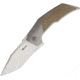 Reate Knives T3000 Framelock Folding Knife, Gray screws, handle with green canvas micarta inlay, Bead blast finish titanium, T3000 GRN BB