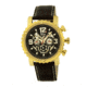 Mens Alpin Watch,45mm,Black Dial,Gold Bezel,Black Leather Strap