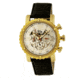 Mens Alpin Watch,45mm,White Dial,Gold Bezel,Black Leather Strap