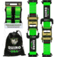 Rhino USA E-Track Ratchet Tie-Down Straps, 2 per Pack, Green, 2inch x 16 ft, TD-SSET2X16-GRN