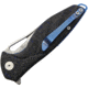 Rike Knife Hummingbird Plus Linerlock Folding Knife, 3.5 Damasteel blade, Black and blue carbon fiber handle, RKHBPDBCF