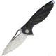 Rike Knife Hummingbird Plus Linerlock Folding Knife, 3.5 Damasteel blade, Black and blue carbon fiber handle, RKHBPDBCF