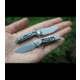Rike Knife Rike Knife Mini Frame Lock Flipper Knife Titanium 1.5" Bead Blast, Gray, Bohler M390, adult, BHQ-68280