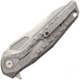 Rike Knife Thor 3 M390 Blade Framelock Folding Pocket Folding Knife, 3.75in Satin Bohler M390 SS Modified Tanto Blade, Gray Sculpted Titanium Handle, Brown Leather Sleeve, Black Nylon Case, THOR3