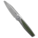 Rike Knife Baidi-S Folding Knife, 3.43in, Bohler M390 Stainless Steel, Sheepsfoot Blade, Carbon Fiber, Titanium, Black/Green Handle, Black/Green/Gray, 7.68 inch, BHQ-208856