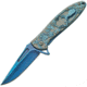 Rite Edge Deer Framelock A/O Blue Folding Knife,3in,Stainless Steel,Standard Edge,Stainless Handle CN300385BL