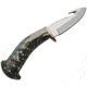 Rite Edge Guthook Knife, 4.25 mirror finish stainless guthook blade, Deer stag handle with turquoise inlay, RU-DHB2