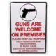 River's Edge 12in.x17in. Weatherpoof Rolled Edge Tin Sign, Guns Are Welcome, 16in. Description 184629