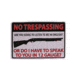 River's Edge 12in.x17in. Weatherpoof Rolled Edge Tin Sign, No Trespassing 12 Gauge, 16in. Description 184631