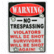 River's Edge 12in.x17in. Weatherpoof Rolled Edge Tin Sign, Warning-No Trespassing 184658