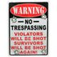 River's Edge 12in.x17in. Weatherpoof Rolled Edge Tin Sign, Warning-No Trespassing 184658