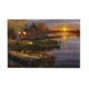 River's Edge 24 X 16 LED Wall Art Autumn Lake Cabin 1781