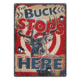 Rivers Edge Tin Sign, Buck Stops, 12 x 17 in, 1566