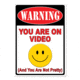 Rivers Edge Tin Sign, Warning On Video, 12 x 17 in, 2262