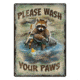 Rivers Edge Tin Sign, Wash Your Paws, 12 x 17 in, 1436