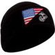 Rothco USMC Eagle, Globe and Anchor / US Flag Deluxe Fine Knit Watch Cap, Black, 5498-Black