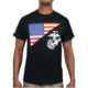 Rothco US Flag / USMC Eagle / Globe &amp; Anchor T Shirt - Mens, Black, Large, 54285-Black-L