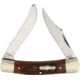 Rough Rider Bolster Stripe Moose Folding Knife, 440 SS Clip/ Spey Blades, Brown Jigged Bone Handle, Blade Etching, KC016 3.5in /RR1565